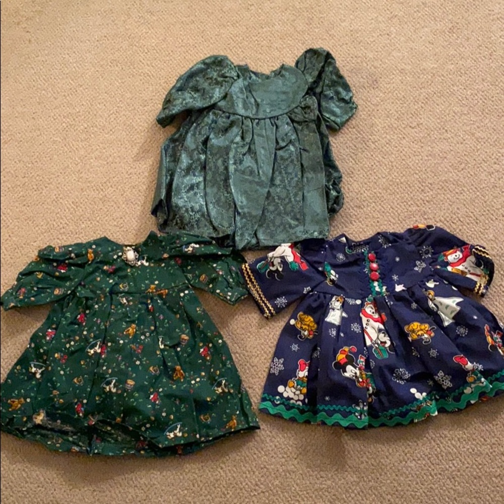 Holiday themed doll dresses